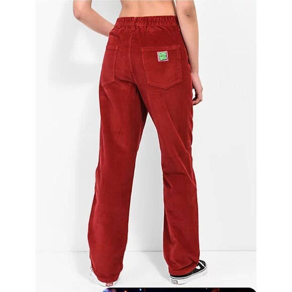 Empyre Tori Red Corduroy Skate 90s Y2K Pants Size 6 Pleated Wine Corduroy Grunge - Picture 2 of 11